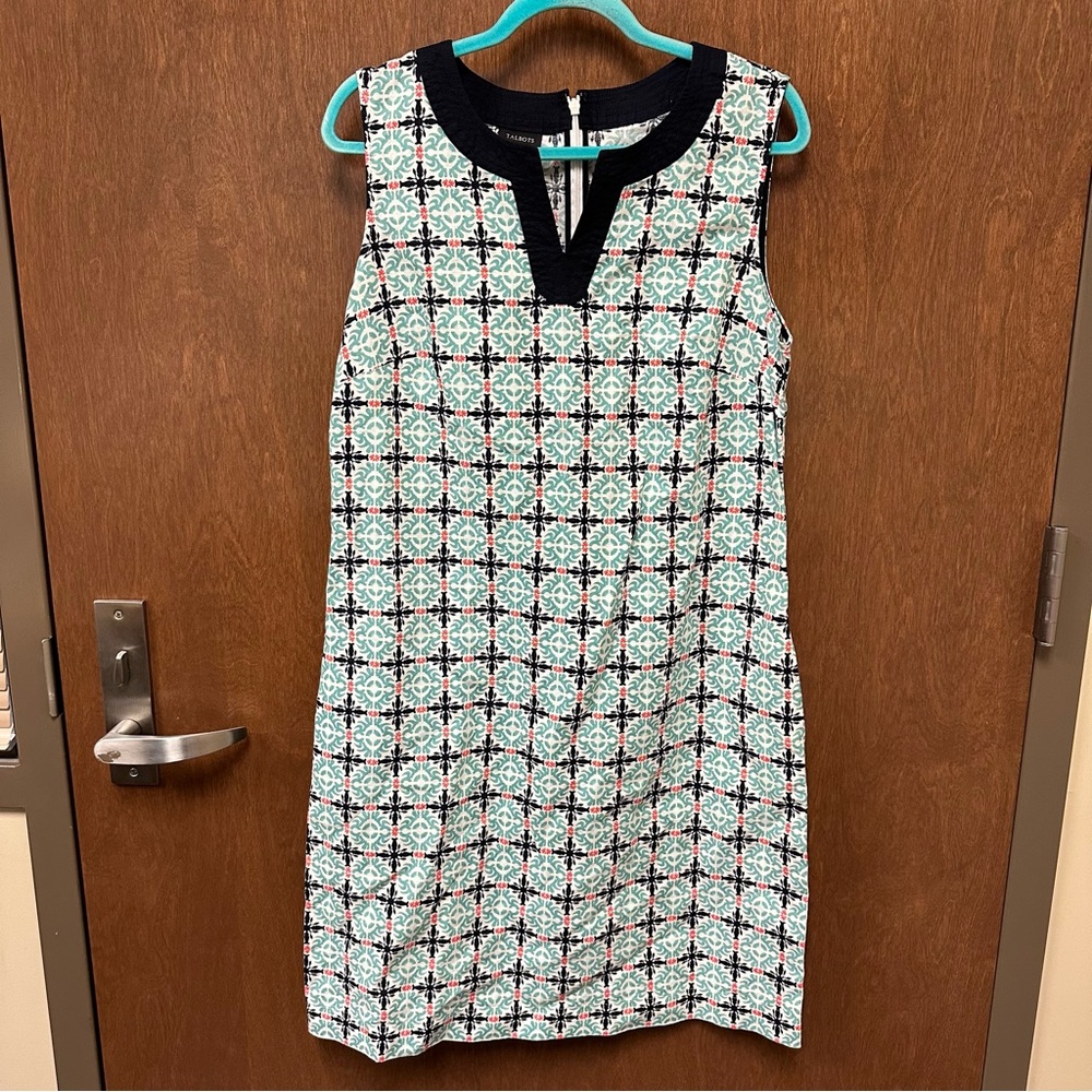 Talbots sleeveless linen shift dress Women’s 12 NEW preppy beachy blue